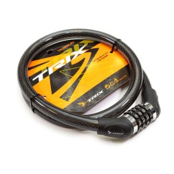 Велосипедный замок Trix GK101.707-КОД, трос стальной, кодовый, 18×1200 мм, в пластиковой оболочке, блистер