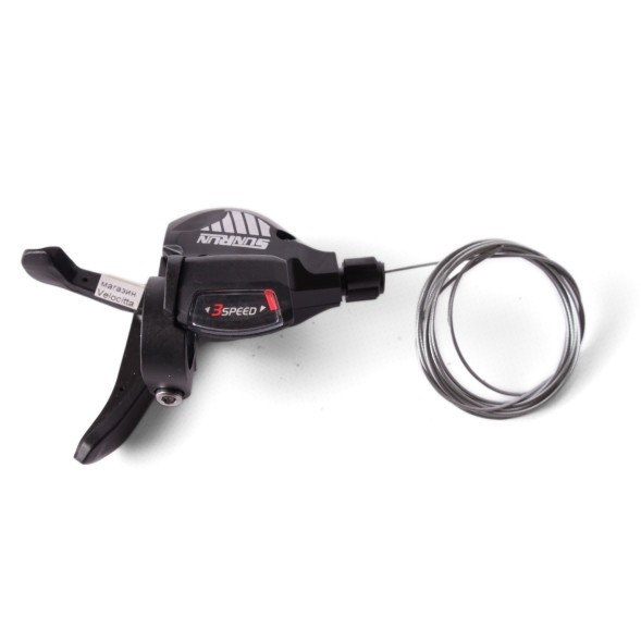 Манетка велосипедная SunRun M300, лепестковый, 3 скорости, левая, трос