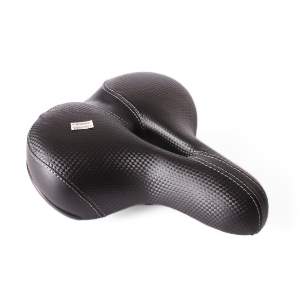 Седло велосипедное ALLTime &amp;quot;Комфорт&amp;quot; 210x250 мм, с закрытыми пружинами, с отверстием, прошитое, под карбон, черное