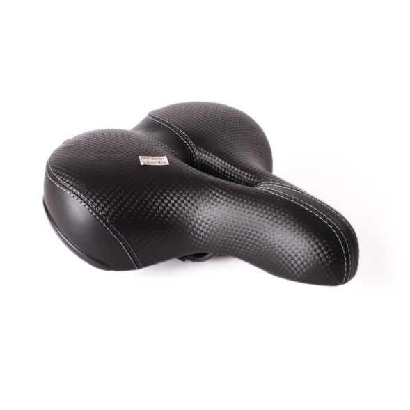 Седло велосипедное ALLTime &amp;quot;Комфорт&amp;quot; 210x250 мм, с закрытыми пружинами, с отверстием, прошитое, под карбон, черное