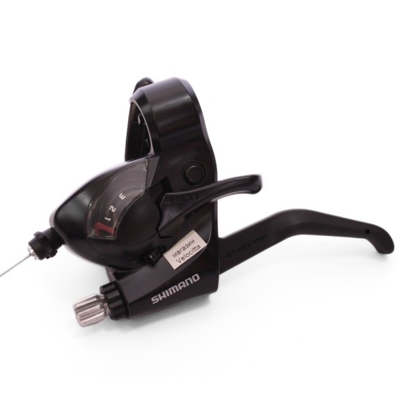 Переключатель велосипедный Shimano EF-41, левый, 3 ск., шифтер+тормозная ручка, трос 1800 мм