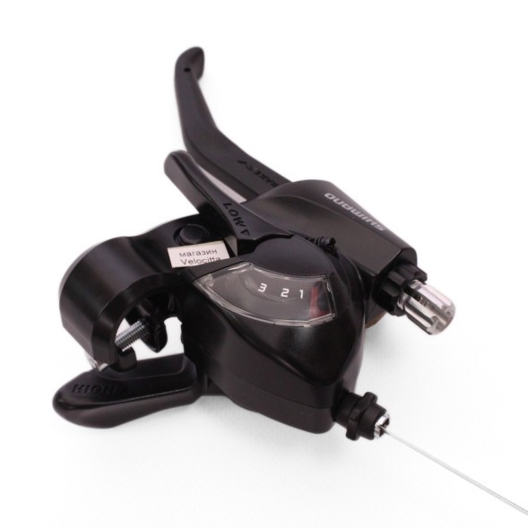 Переключатель велосипедный Shimano EF-41, левый, 3 ск., шифтер+тормозная ручка, трос 1800 мм