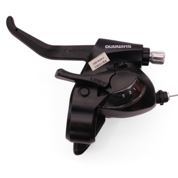 Переключатель велосипедный Shimano EF-41, левый, 3 ск., шифтер+тормозная ручка, трос 1800 мм