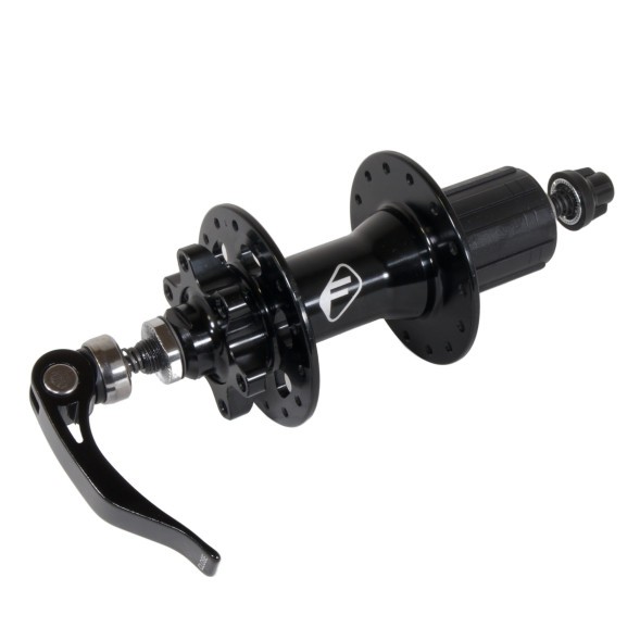 Втулка велосипедная Formula CX-22, ROAD, задняя, ось 135x145 мм, алюминий, под Disk 6 болтов, под кассету 10/11 скоростей, с эксцентриком, 28 отверстий, черный