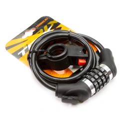 Замок противоугонный Trix GK102.707B-КОД, трос стальной, кодовый, 8×1500 мм, в пластиковой оболочке, black