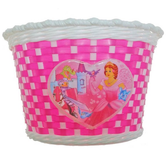 Корзина Hualong BS-02x1-20-WHP, 20&amp;quot;, &amp;quot;Принц и Принцесса&amp;quot;, детская, на руль, 270х200х170 мм, пластиковая, плетёная, розово-белая