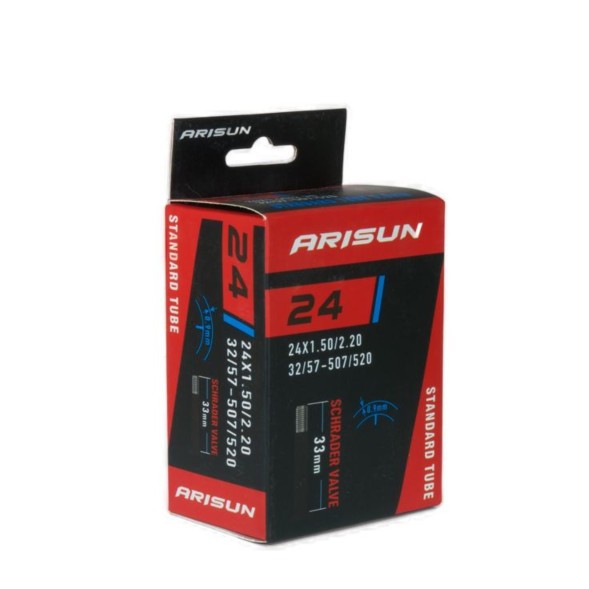 Камера Arisun Standard U010701, 24&amp;quot;x1.50/2.20 (32/57-507/520) AV-33 мм, бутил-0.9 мм, Black