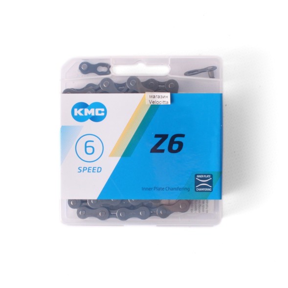 Велосипедная цепь KMC Z6, 1/2&amp;quot;x3/32&amp;quot;, 116 звеньев, 6 скоростей, с замком 6R/CL573R