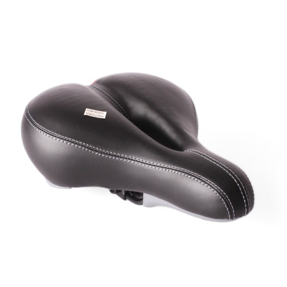 Седло велосипедное с отверстием &amp;quot;Комфорт&amp;quot;, 210x265 мм, закрытые пружины, с цветной вставкой, черно-красный