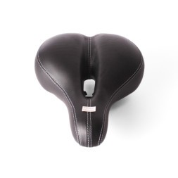 Седло велосипедное с отверстием "Комфорт", 210x265 мм, закрытые пружины, с цветной вставкой, черно-красный