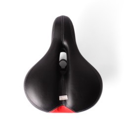 Седло велосипедное с отверстием "Комфорт", 210x265 мм, закрытые пружины, с цветной вставкой, черно-красный