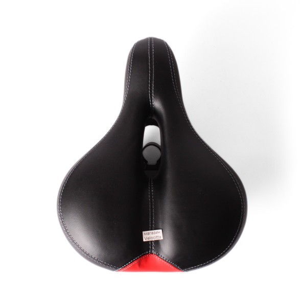 Седло велосипедное с отверстием &amp;quot;Комфорт&amp;quot;, 210x265 мм, закрытые пружины, с цветной вставкой, черно-красный