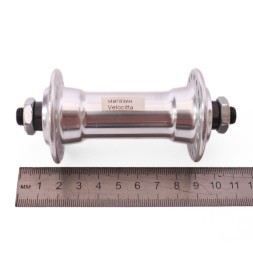 Втулка передняя A201FQ, ось 3/8"х100x108 мм, алюминиевая, под V-брейк, с эксцентриком, 36 отверстий, серебристая