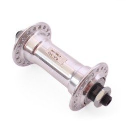 Втулка передняя A201FQ, ось 3/8"х100x108 мм, алюминиевая, под V-брейк, с эксцентриком, 36 отверстий, серебристая