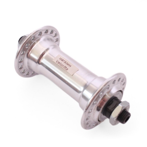 Втулка передняя A201FQ, ось 3/8&amp;quot;х100x108 мм, алюминиевая, под V-брейк, с эксцентриком, 36 отверстий, серебристая