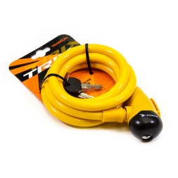 Велозамок Trix GK102.314-YELLOW, с ключами 12×1500 мм, трос стальной, в пластиковой оболочке, желтый