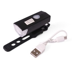 Фара велосипедная Raypal RPL-2255, передняя, пластик, USB кабель, 300 lm, LED, 3 режима работы, черный