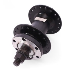 Втулка велосипедная A208F black, передняя, ось 3/8&amp;quot;х100x140 мм, алюминиевая, под Disc 6 болтов, на гайках, 36 отверстий, торг. уп.