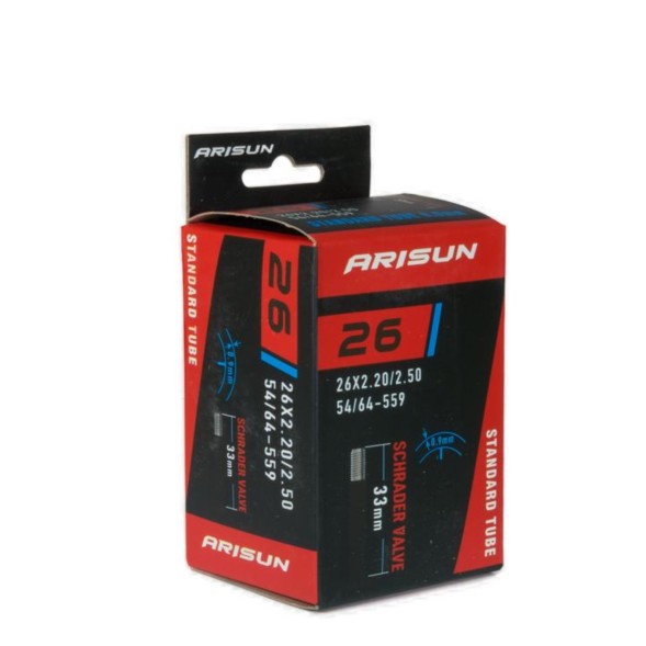 Камера велосипедная Arisun Standard U010808, 26&amp;quot;x2.20/2.50 (54/64-559), AV-33 мм, бутиловая 0.9 мм, Box