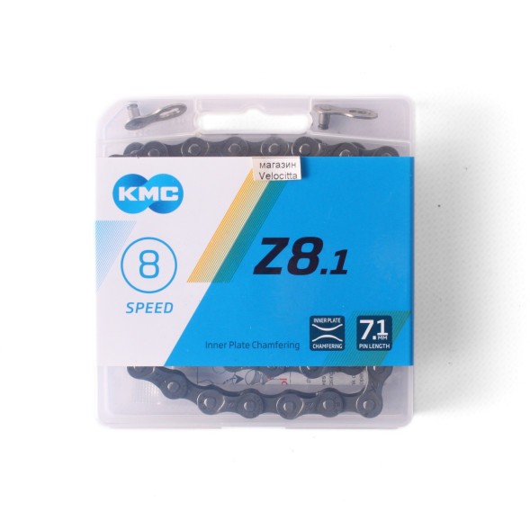 Цепь велосипедная КМС Z8.1, 1/2&amp;quot;x3/32&amp;quot;, 114 звеньев, 8 скоростей, с замком 8R/CL571R