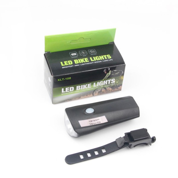 Фара велосипедная XLT-108, передняя, АКБ, 1 LED, USB зарядка, влагозащитная, инд упак.