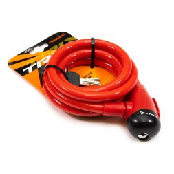 Велосипедный замок Trix GK102.314-RED трос стальной, с ключами 12×1500 мм, в пластиковой оболочке, блистер