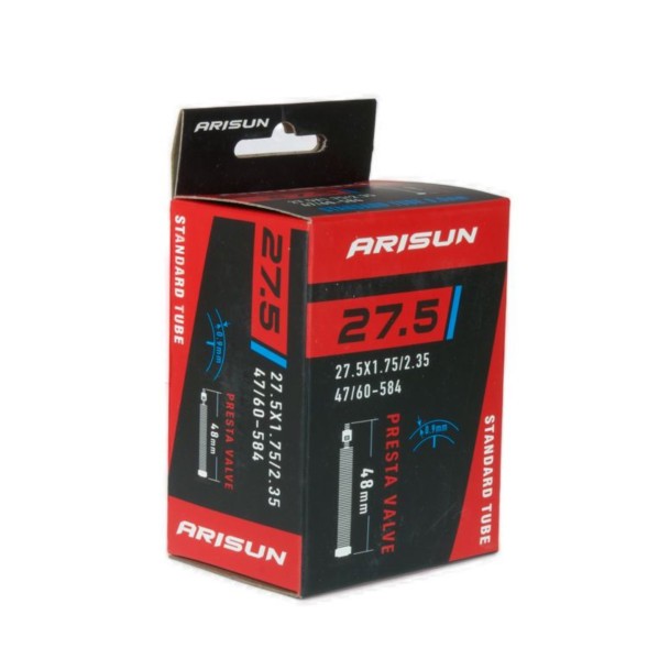 Велокамера Arisun U011103, Standard, 27.5&amp;quot;x1.75/2.35 (47/60-584), FV-48 мм, бутиловая 0.9 мм, инд. упак.