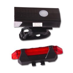 Комплект фонарей для велосипеда KMS, передний+задний, 1/1 LED, 50 Lum. 3/4 реж, АКБ, чёрный