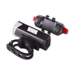 Комплект фонарей для велосипеда KMS, передний+задний, 1/1 LED, 50 Lum. 3/4 реж, АКБ, чёрный