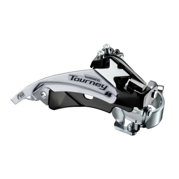 Переключатель велосипедный Shimano Tourney FD-TY510, передний, хомут 34.9/31.8, угол 66-69°, 42T, универсальная тяга, б/уп.