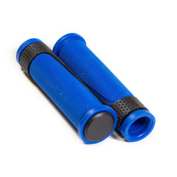 Велогрипсы Hualong HL-G305 black/blue, 130 мм, резиновые, 2-х компонентные, с заглушками, б/уп.