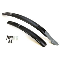 Велосипедные крылья Hogger FN-HG-181-0-BKG, 27-29&amp;quot;, перед./задн. раздвижное, за бустер вилки, заднее двойное за раму, ширина 60 мм, пластик, б/уп.