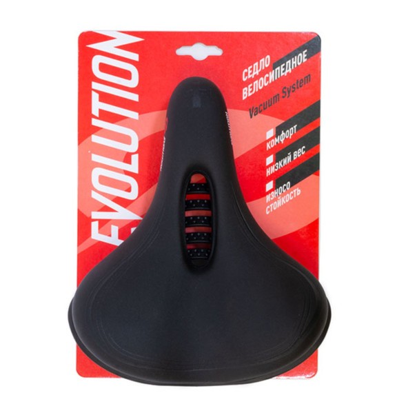 Седло велосипедное Evolution TTG012, 256x226 мм, комфорт, анатомическое, винил, Black