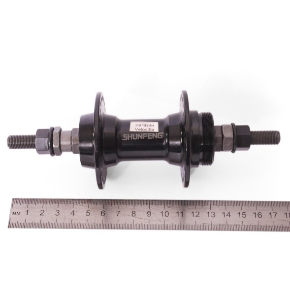 Втулка задняя Shunfeng SF-A209 R, BMX, алюминиевая, под трещотку, на гайках, 48 отверстий , ось 3/8&amp;quot;x114x175 мм, б/уп.