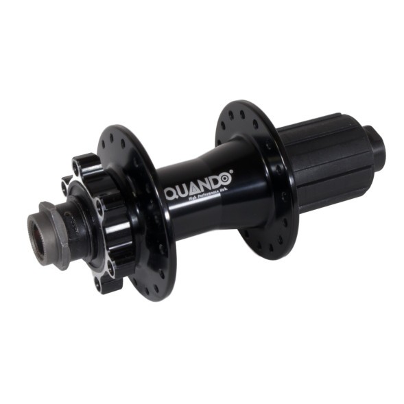 Веловтулка задняя Quando KT-SNCR, GRAVEL, ось полая 19х142 мм, алюминиевая, под Disk 6 болтов, под кассету 11 ск., без эксцентрика, 32 отверстия, черная