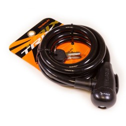 Замок противоугонный Trix GK102.314-BLACK, трос стальной, с ключами 12×1500 мм, в пластиковой оболочке, блистер