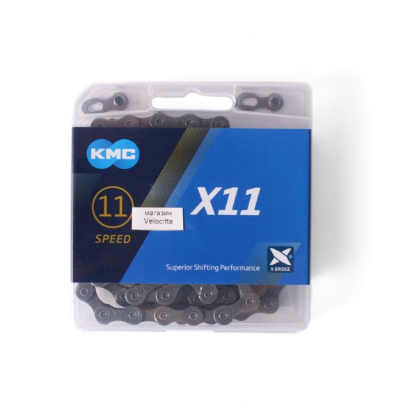 Велосипедная цепь KMC X11, 1/2x11/128&amp;quot;, 118 звеньев, 11 скор., с замком 11R/CL555R