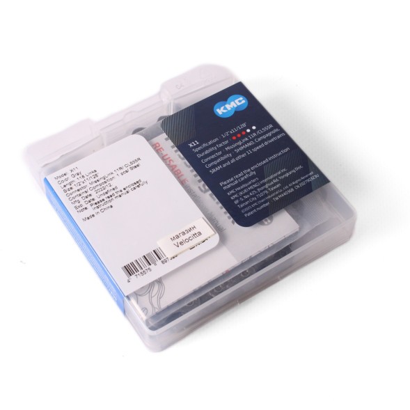 Велосипедная цепь KMC X11, 1/2x11/128&amp;quot;, 118 звеньев, 11 скор., с замком 11R/CL555R