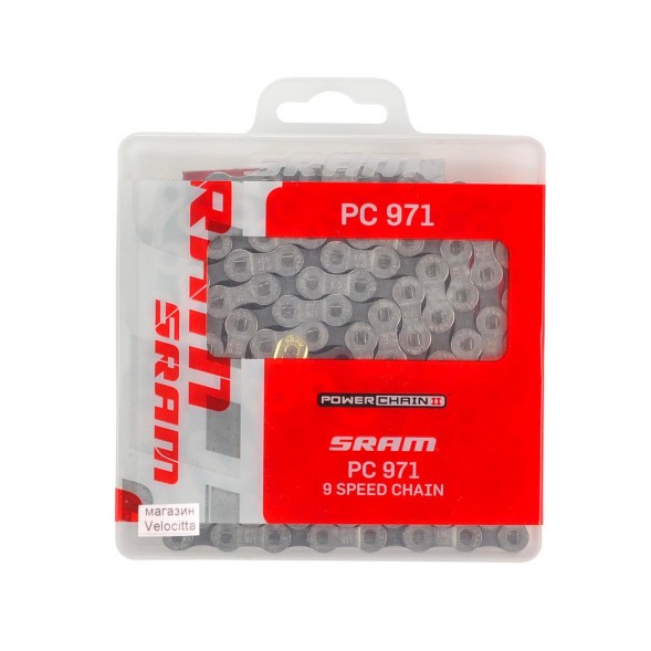 Цепь велосипедная Sram PC-971, 9 SP, 114 звеньев, с замком