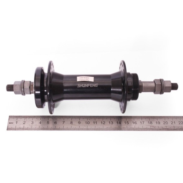 Велосипедная втулка Shunfeng SF-A214R black, задняя, FAT BIKE, ось 3/8&amp;quot;х170x215 мм, под диск 6 болтов, под трещотку, на гайках, 36H, алюминиевая, б/уп.