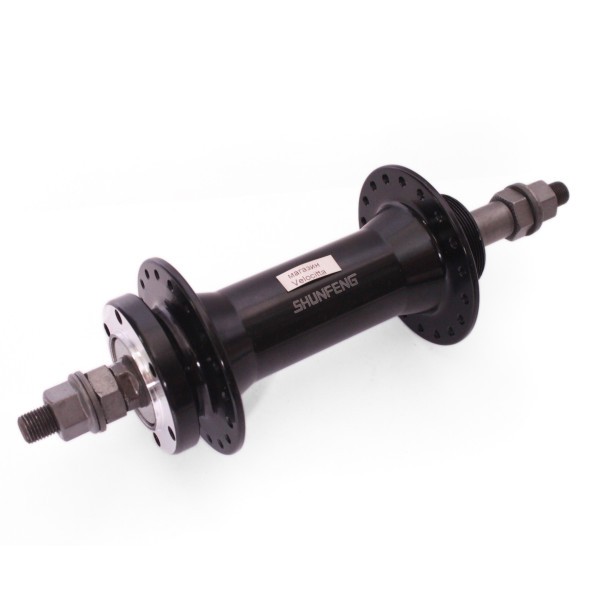 Велосипедная втулка Shunfeng SF-A214R black, задняя, FAT BIKE, ось 3/8&amp;quot;х170x215 мм, под диск 6 болтов, под трещотку, на гайках, 36H, алюминиевая, б/уп.