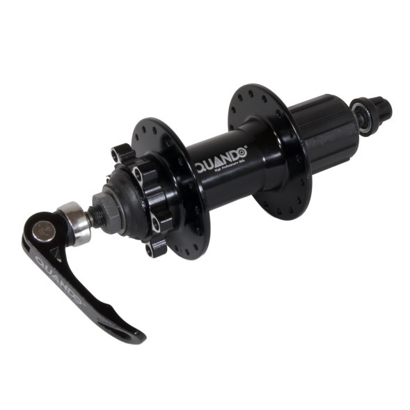 Втулка задняя Quando KT-K08R-32, MTB, ось 10х135x145 мм, алюминиевая, Disk 6 болтов, под кассету 9/11 скоростей, эксцентрик, 32 отверстия, торг. упак.