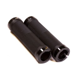 Грипсы на руль Hualong HL-G201-Black-Black, 130 мм, резиновые, 2-х компонентные, алюминиевые фиксаторы, с заглушками, торг. уп.