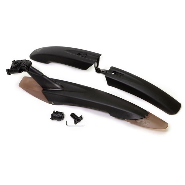 Велокрылья FN-065-0-BK, 26-29&amp;quot;, комплект, перед./задн., в шток вилки, за подседельный штырь, ширина 90 мм, пластик, б/уп.