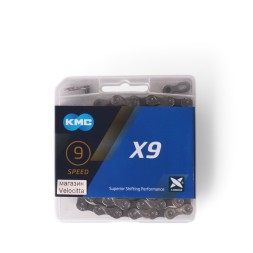 Велосипедная цепь KMC-X9, 1/2x11/128&amp;quot; (116 звеньев), 9 скоростей, 9R/CL566R, 6.6-6.7 мм, с замком, инд. упаковка