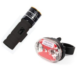 Комплект фонарей велосипедных WildWolf, 1/5 LED, 3/7 режима, с меняющимся фокусом, 5xAAA, черный