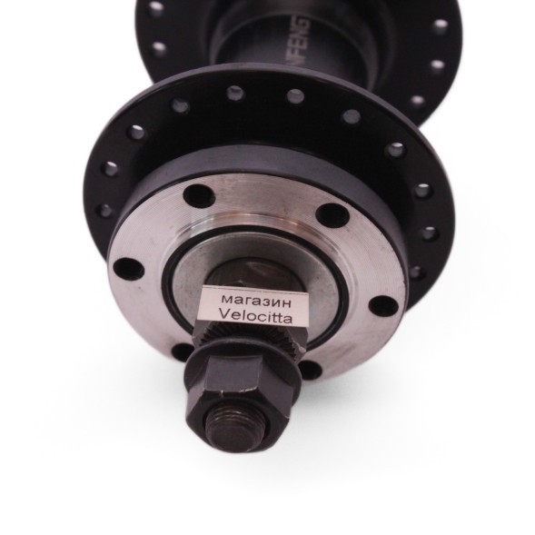 Веловтулка задняя Shunfeng SF-A225R black, ось 3/8&amp;quot;х135x175 мм, алюминий, под диск 6 болтов, под трещотку, на гайках, 36H, б/уп.