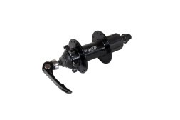 Втулка велосипедная Quando KT-K08R-36, задняя, MTB, ось 10х135x145 мм, ALU, под диск 6 болтов, под кассету 9/11 ск., с эксцентриком, 36H, черная