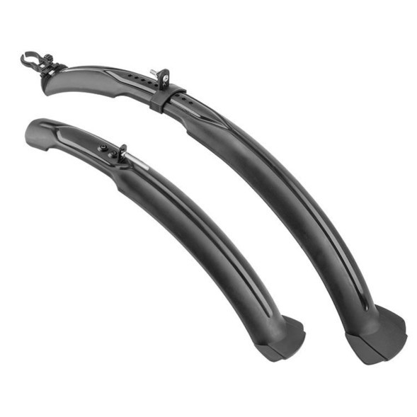 Велосипедные крылья FN-041х2-0-BK, 27.5-29&amp;quot;, комплект, перед./задн., за бустер вилки, двойное за раму; ширина 60 мм, пластик, Black