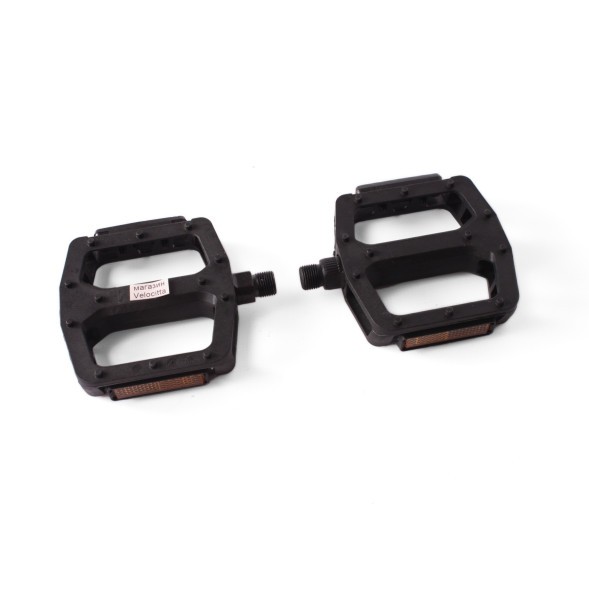 Педали велосипедные Feimin FP-851, резьба, пластик, с катафотами, большая платформа, 95x95 мм, черный